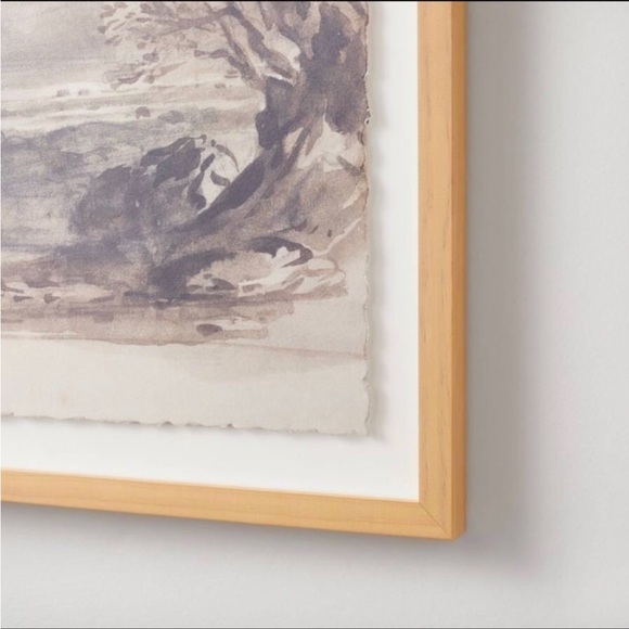 18"x24" River Landscape Sketch Framed Wall Art Black/White - Hearth & Hand - Picture 2 of 5